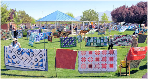 Quilts blowing in the wind